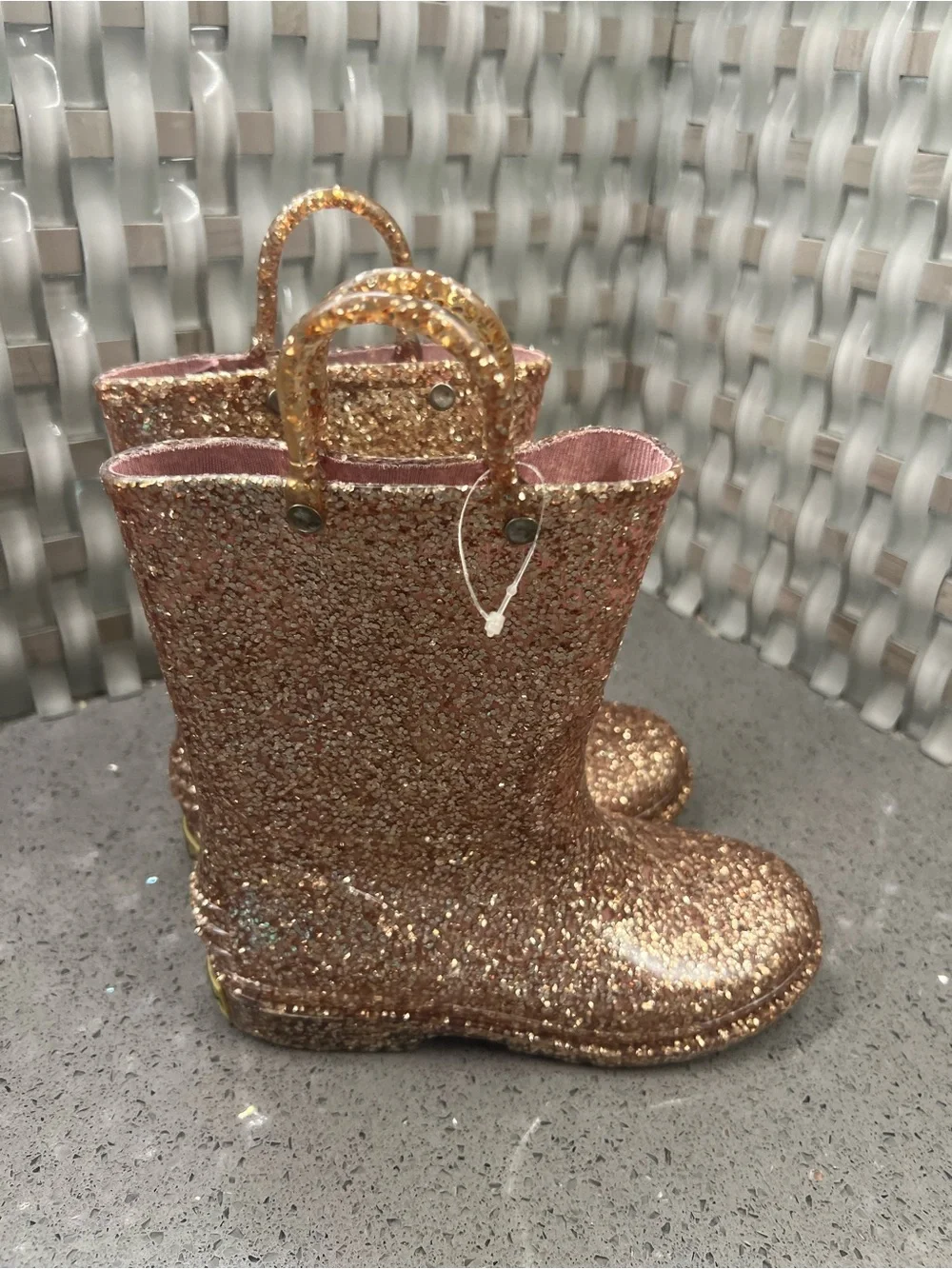 Western chief Kids Glitter Rain Boots - Rose Gold size 11